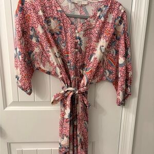 LOFT Pink and Blue Patterned Mini Dress